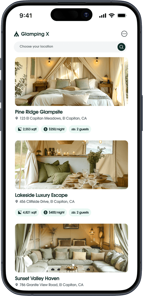 Téléphone présentant les logements du Camping Panoramique